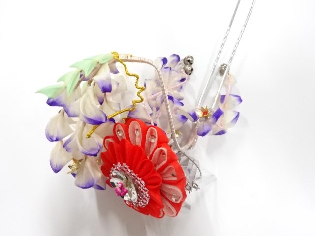  アンティーク　つまみ細工　びらびら簪